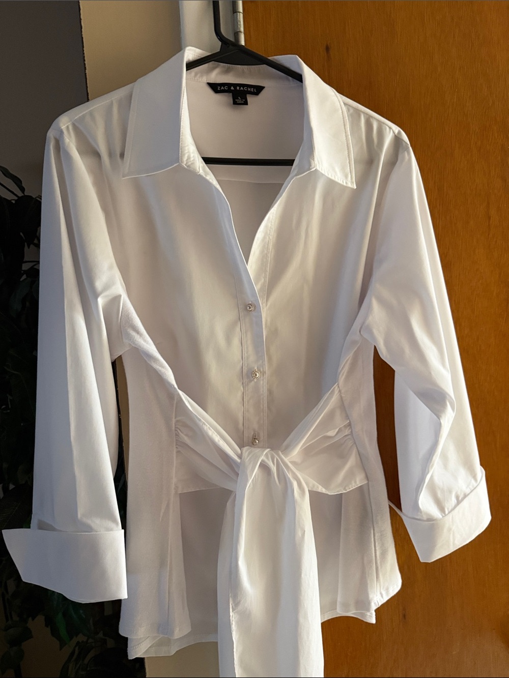 Zac & Rachel White Tie-Waist Button Down Shirt